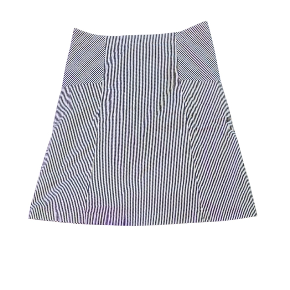 Talbots Lined Blue And White Striped Cotton Knee-Length Skirt Size 8